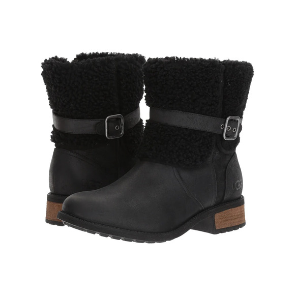 UGG Blayre II Shearling Cuff Bootie Black Suede 1008220 Size Women's 7.5 - Picture 2 of 5